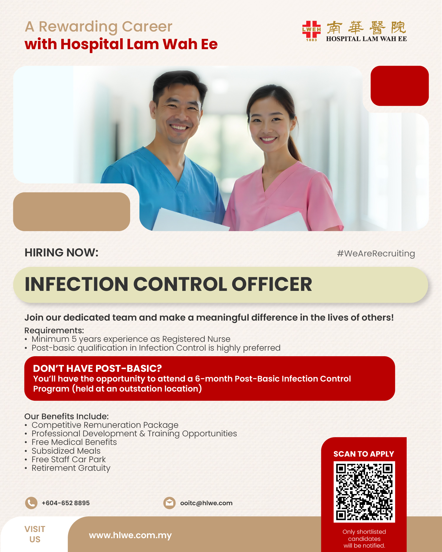 Hiring now Infection Control Officer